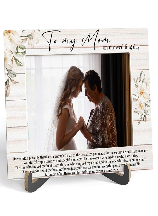 Zmyollo Mother Of The Bride Picture Frame, To My Mom On My Wedding Day - Wooden Tabletop Photo Frame With Stand, Mother Of Bride Gifts From Daughter, Thank You Gift For Mom, A14 - Image 1